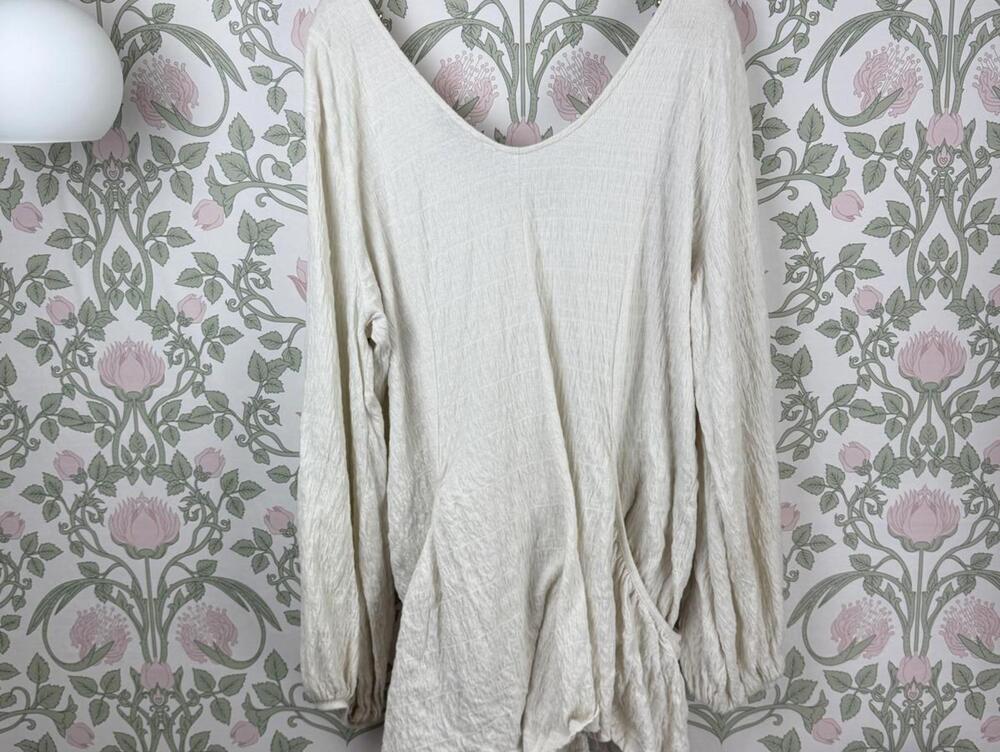 Free People Beach Cream Relaxed Drop-Waist A-line Bayside Mini Dress - Size - XL - Picture 6 of 9